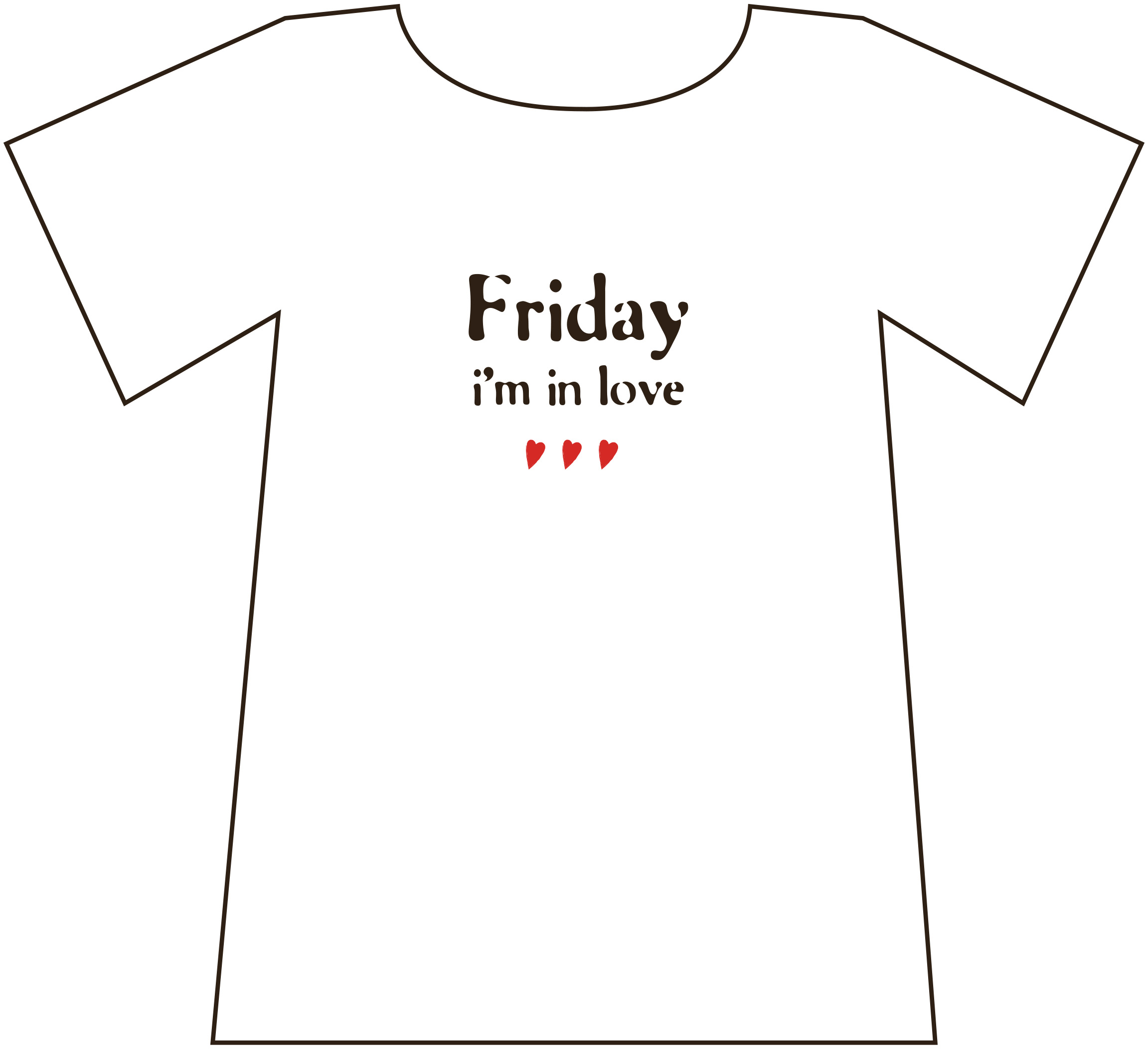 t-shirt wit O hals "friday i'm in love"