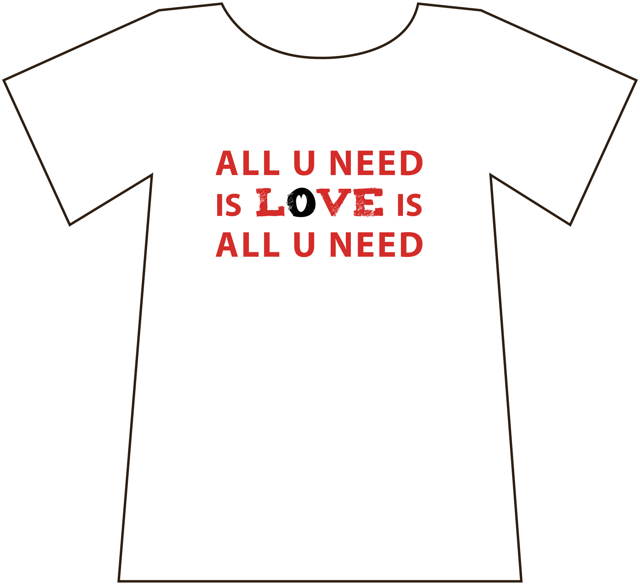 t-shirt wit O hals "all you need is love"