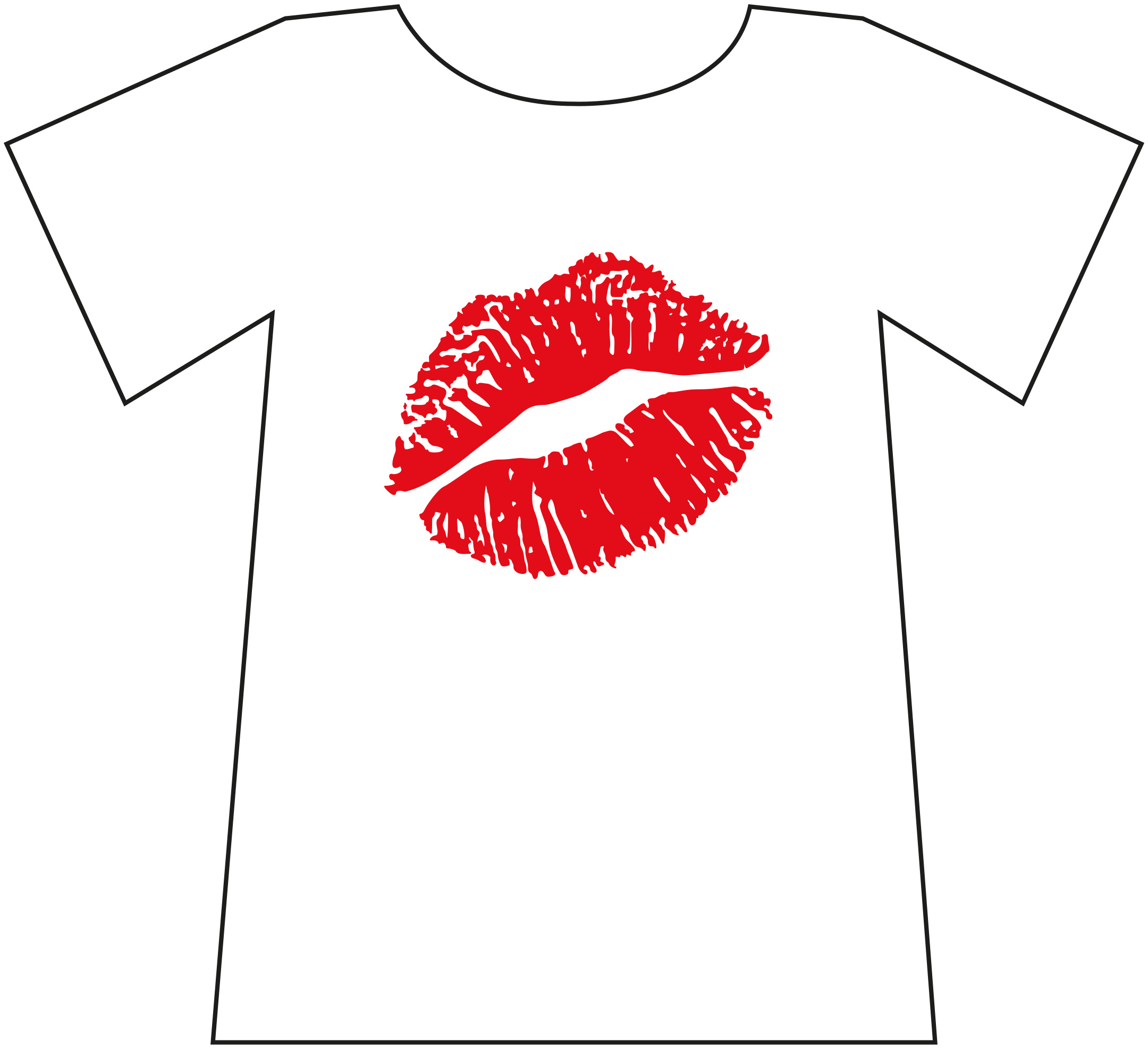 t-shirt wit dames O-hals "Lips" glitters