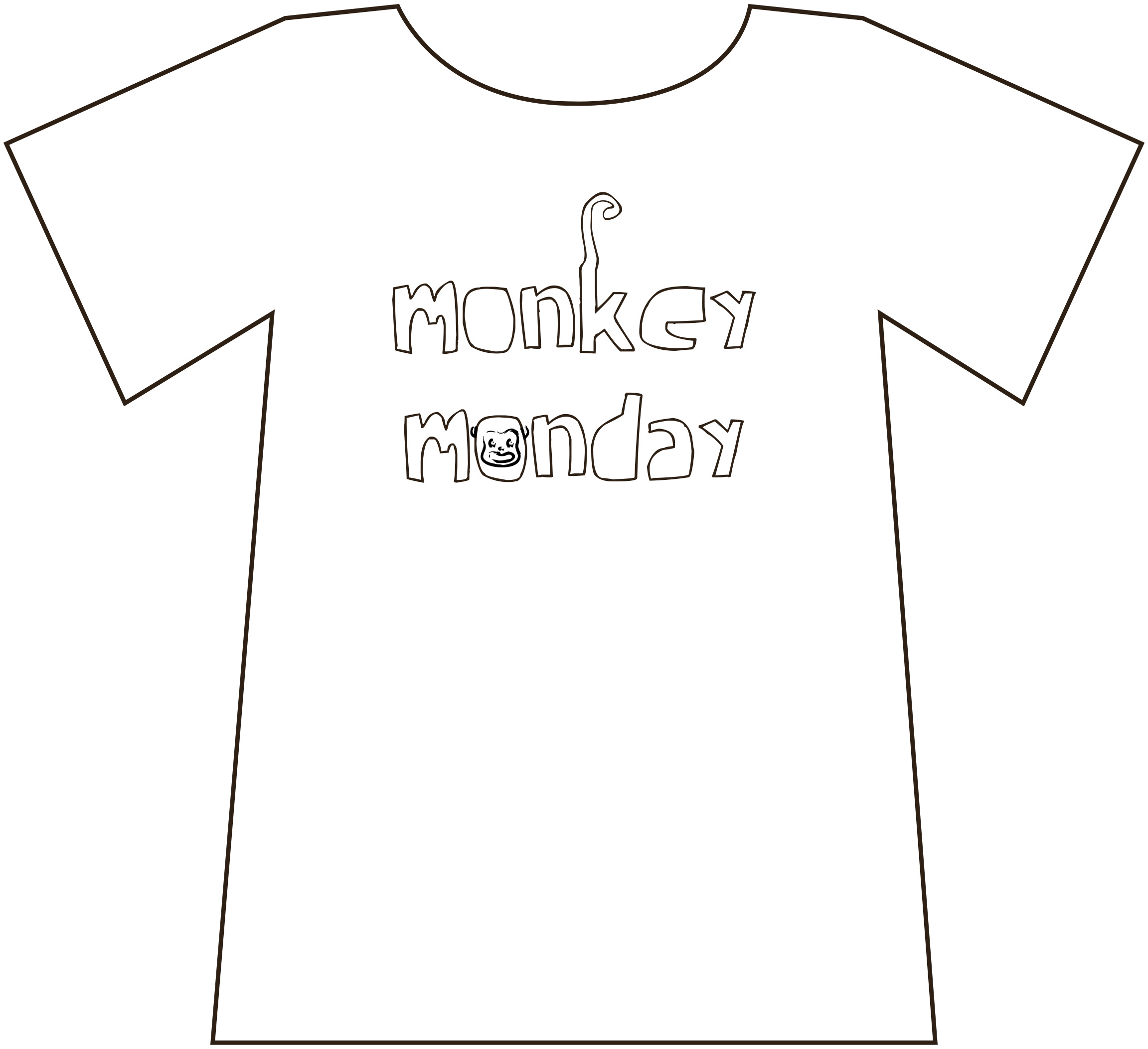t-shirt wit O hals "monkey monday"