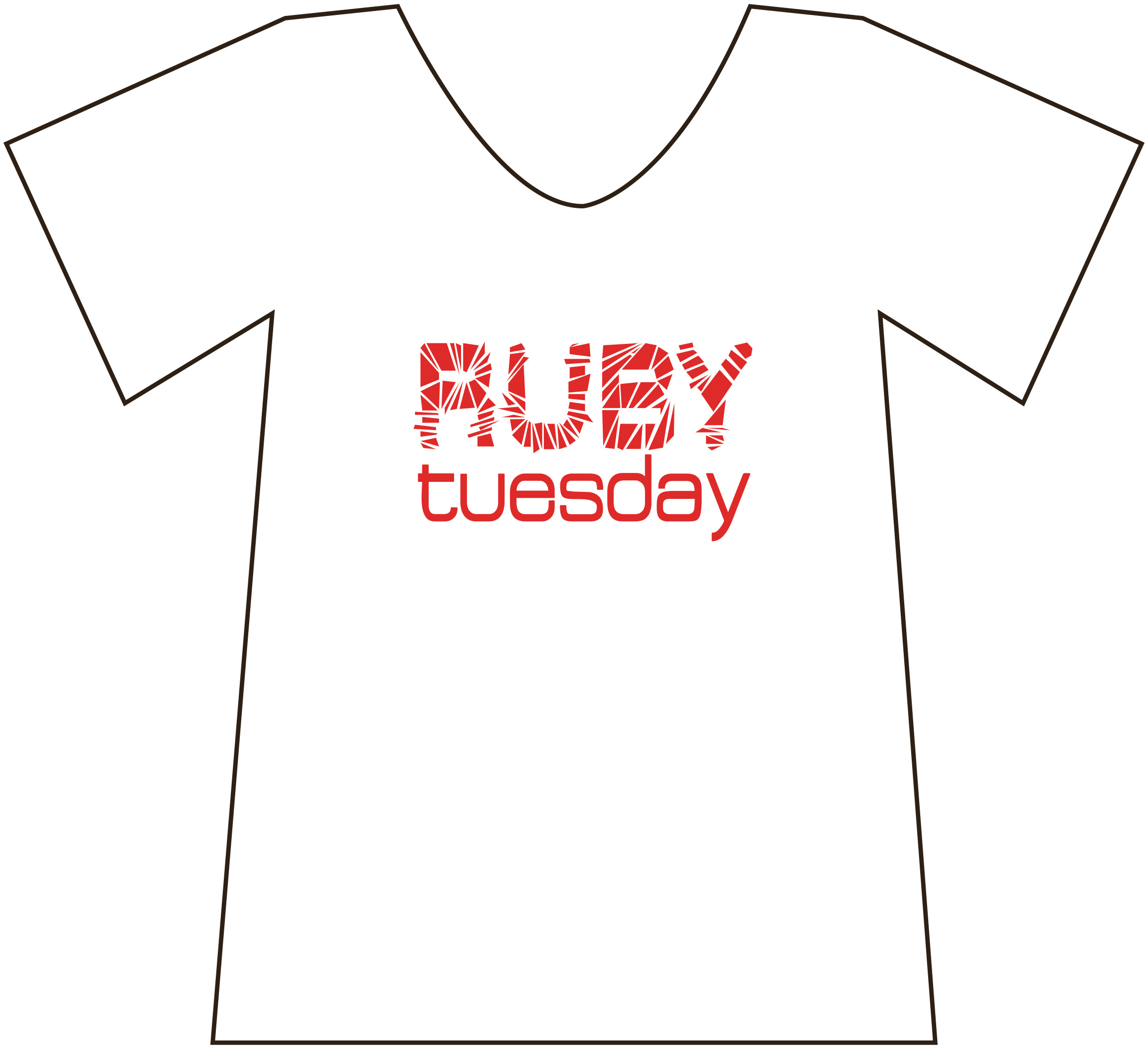 t-shirt wit O hals "ruby tuesday" glitters